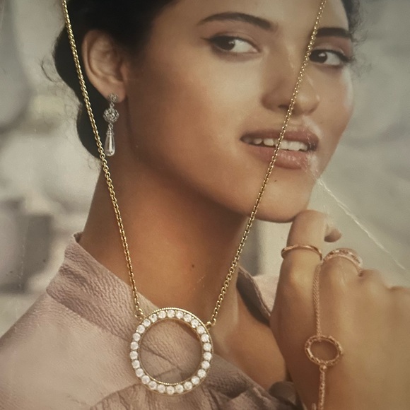 Pandora Women's Necklace with Pendant Silver_Gold Plated Cubic Zirconia